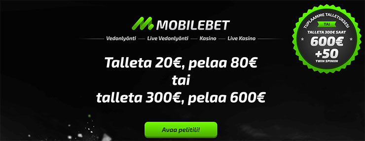 mobilebet bonus: 300% aina60€ asti