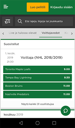 Mr Green toimii myös mobiilissa